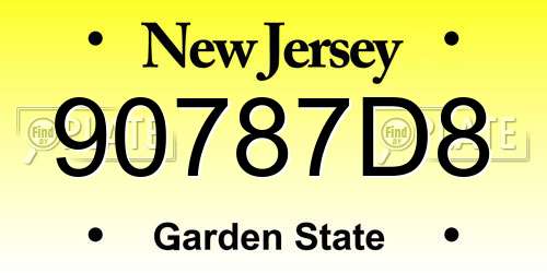 90787D8 New Jersey License Plate