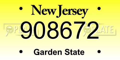 908672 New Jersey License Plate