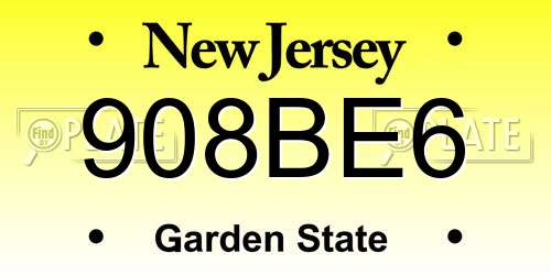 908BE6 New Jersey License Plate