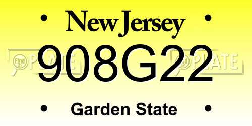 908G22 New Jersey License Plate
