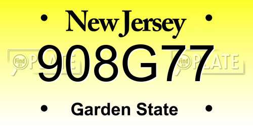 908G77 New Jersey License Plate