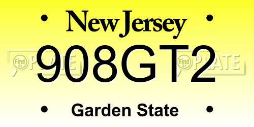 908GT2 New Jersey License Plate