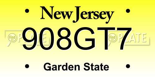908GT7 New Jersey License Plate