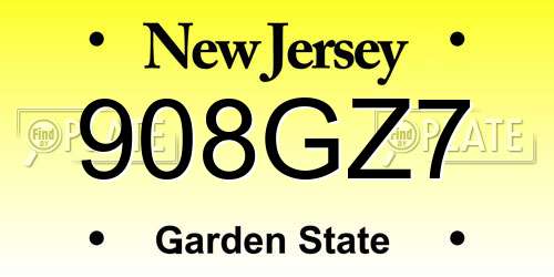 908GZ7 New Jersey License Plate