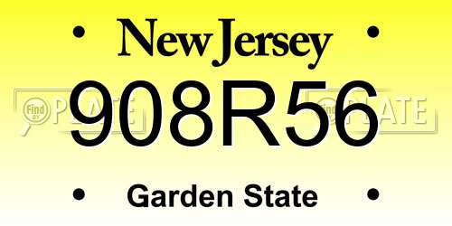908R56 New Jersey License Plate