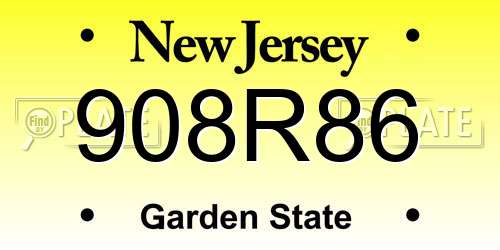 908R86 New Jersey License Plate