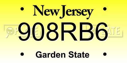 908RB6 New Jersey License Plate