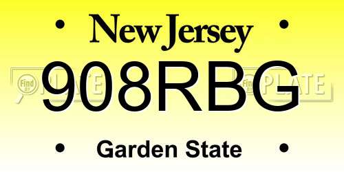 908RBG New Jersey License Plate