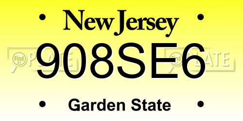 908SE6 New Jersey License Plate