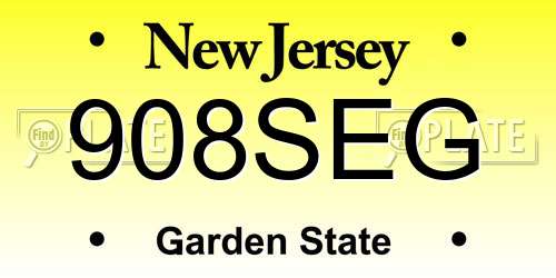 908SEG New Jersey License Plate