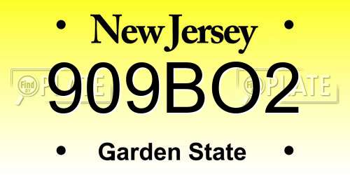 909BO2 New Jersey License Plate