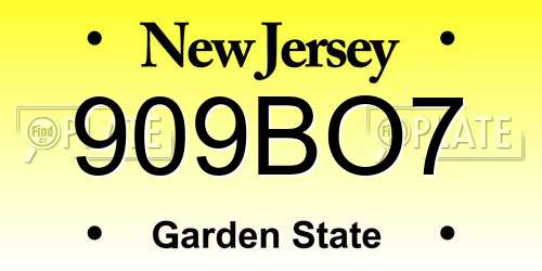 909BO7 New Jersey License Plate