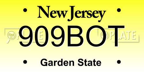 909BOT New Jersey License Plate