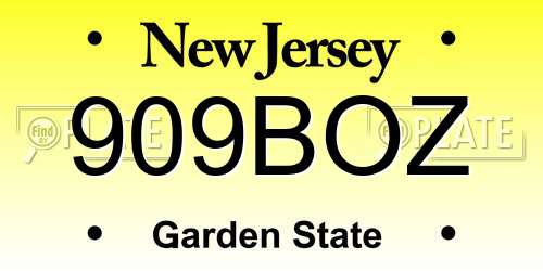 909BOZ New Jersey License Plate