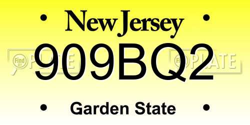 909BQ2 New Jersey License Plate