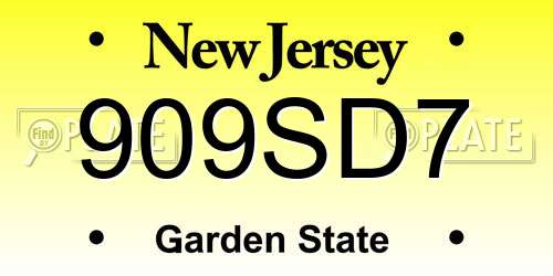 909SD7 New Jersey License Plate