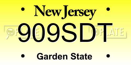909SDT New Jersey License Plate