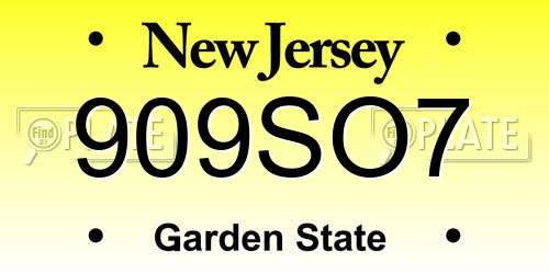 909SO7 New Jersey License Plate