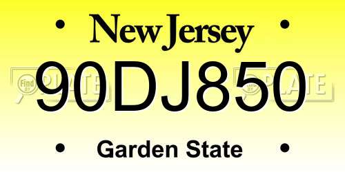 90DJ850 New Jersey License Plate