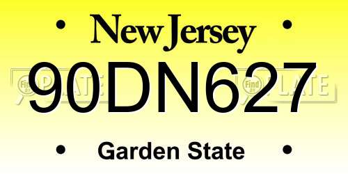 90DN627 New Jersey License Plate