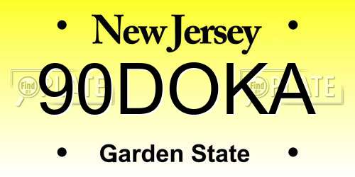 90DOKA New Jersey License Plate