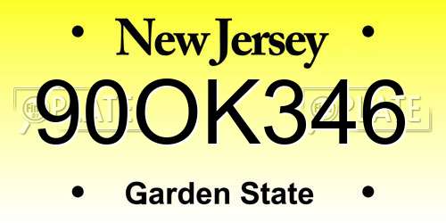 90OK346 New Jersey License Plate
