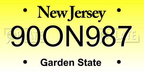 90ON987 New Jersey License Plate