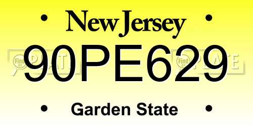 90PE629 New Jersey License Plate