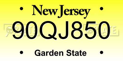 90QJ850 New Jersey License Plate