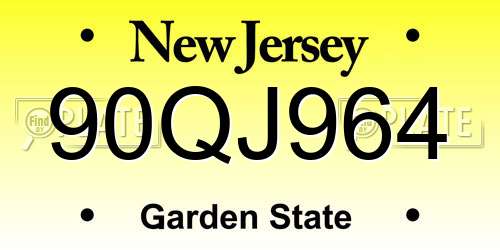 90QJ964 New Jersey License Plate