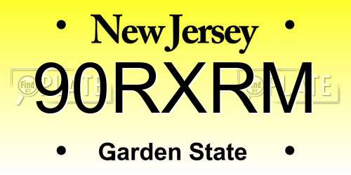 90RXRM New Jersey License Plate
