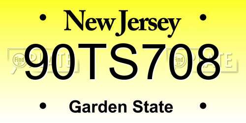 90TS708 New Jersey License Plate