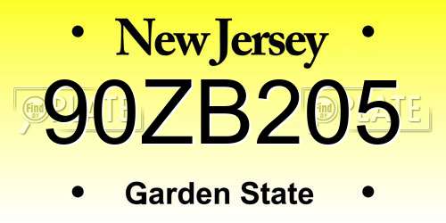 90ZB205 New Jersey License Plate
