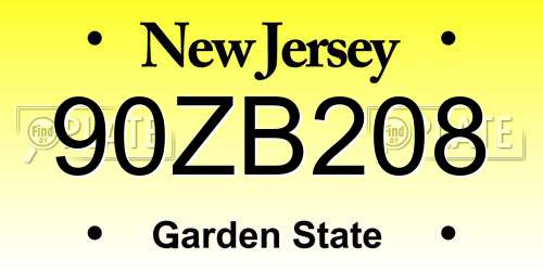 90ZB208 New Jersey License Plate