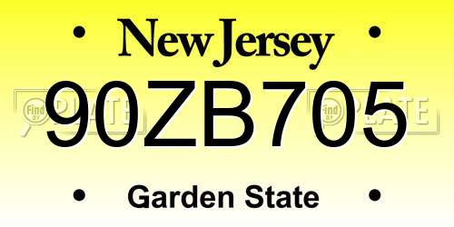 90ZB705 New Jersey License Plate
