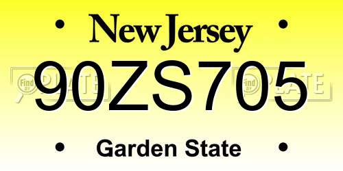 90ZS705 New Jersey License Plate