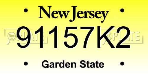91157K2 New Jersey License Plate