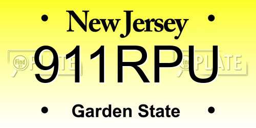 911RPU New Jersey License Plate