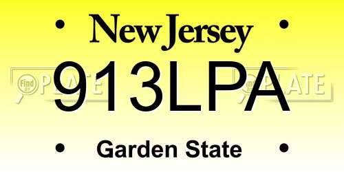 913LPA New Jersey License Plate