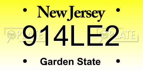 914LE2 New Jersey License Plate