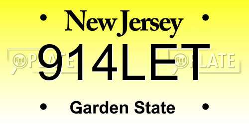 914LET New Jersey License Plate