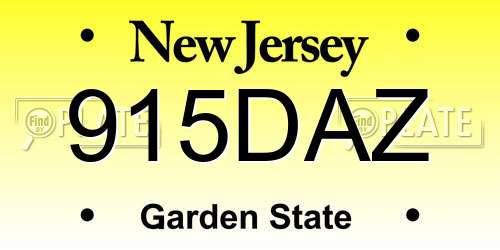 915DAZ New Jersey License Plate