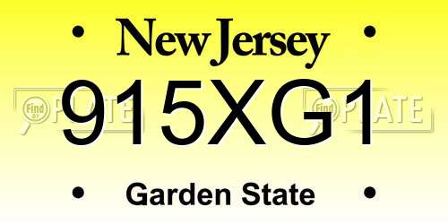 915XG1 New Jersey License Plate