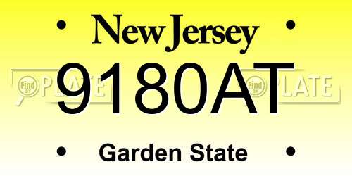 9180AT New Jersey License Plate