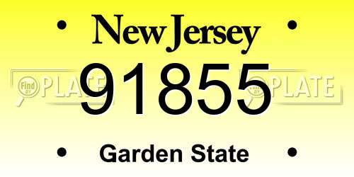 91855 New Jersey License Plate
