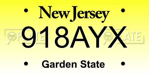 918AYX New Jersey License Plate
