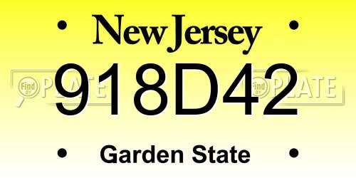 918D42 New Jersey License Plate