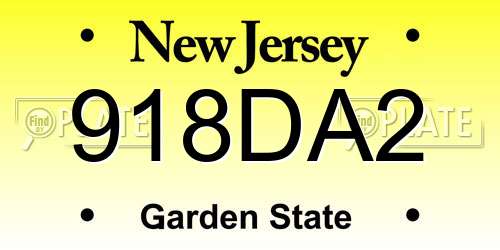 918DA2 New Jersey License Plate