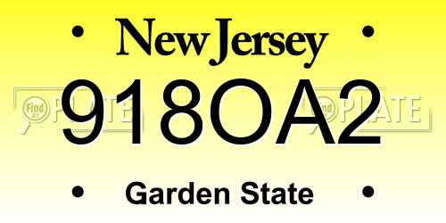 918OA2 New Jersey License Plate