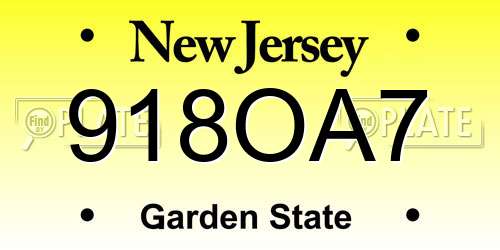918OA7 New Jersey License Plate